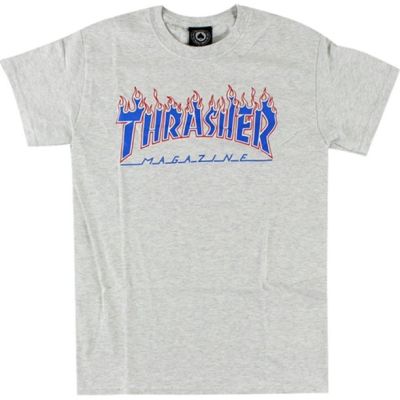 Thrasher Skate Mag Patriot Flame Logo Short Sleeve Tee - Grigio - Maglietta a maniche corte