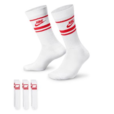 Nike Sportswear Dri-FIT Everyday Essential Crew 3-Pack Socks White University Red - Blanc - Calzini
