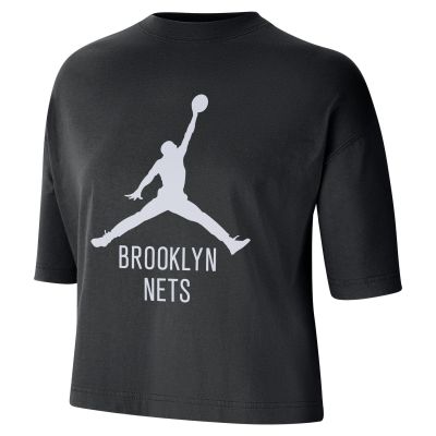 Jordan NBA Brooklyn Nets Essential Boxy Wmns Tee - Nero - Maglietta a maniche corte