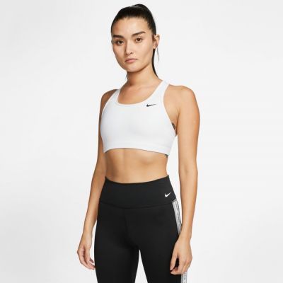 Nike Dri-FIT Swoosh Women's Medium-Support Non-Padded Sports Bra White - Blanc - Reggiseno