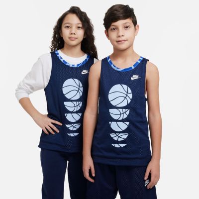 Nike Culture of Big Kids Reversible Basketball Jersey Midnight Navy - Blu - Maglia