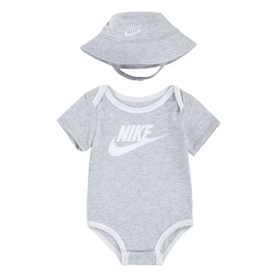 Nike Infant Core Bucket Hat & Bodysuit 2pc Set Heather Grey - Grigio - set