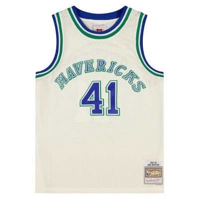 Mitchell & Ness NBA Dallas Mavericks Dirk Nowitzki 1998 Off White Team Color Swingman Jersey - Blanc - Maglia
